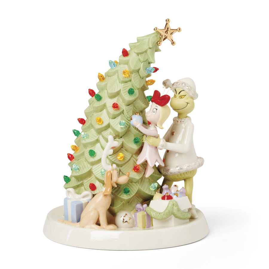Merry Grinchmas Trimming The Tree Lit Figurine